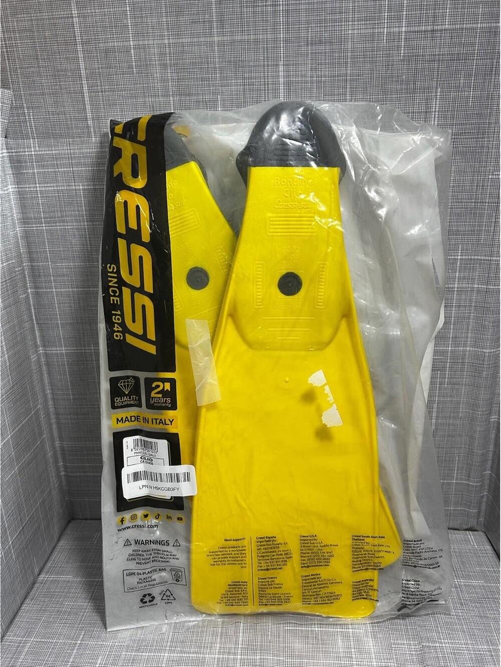 Cressi Sub Rondine Clio Diving Fins-Size US 11.5-13 Made In Italy